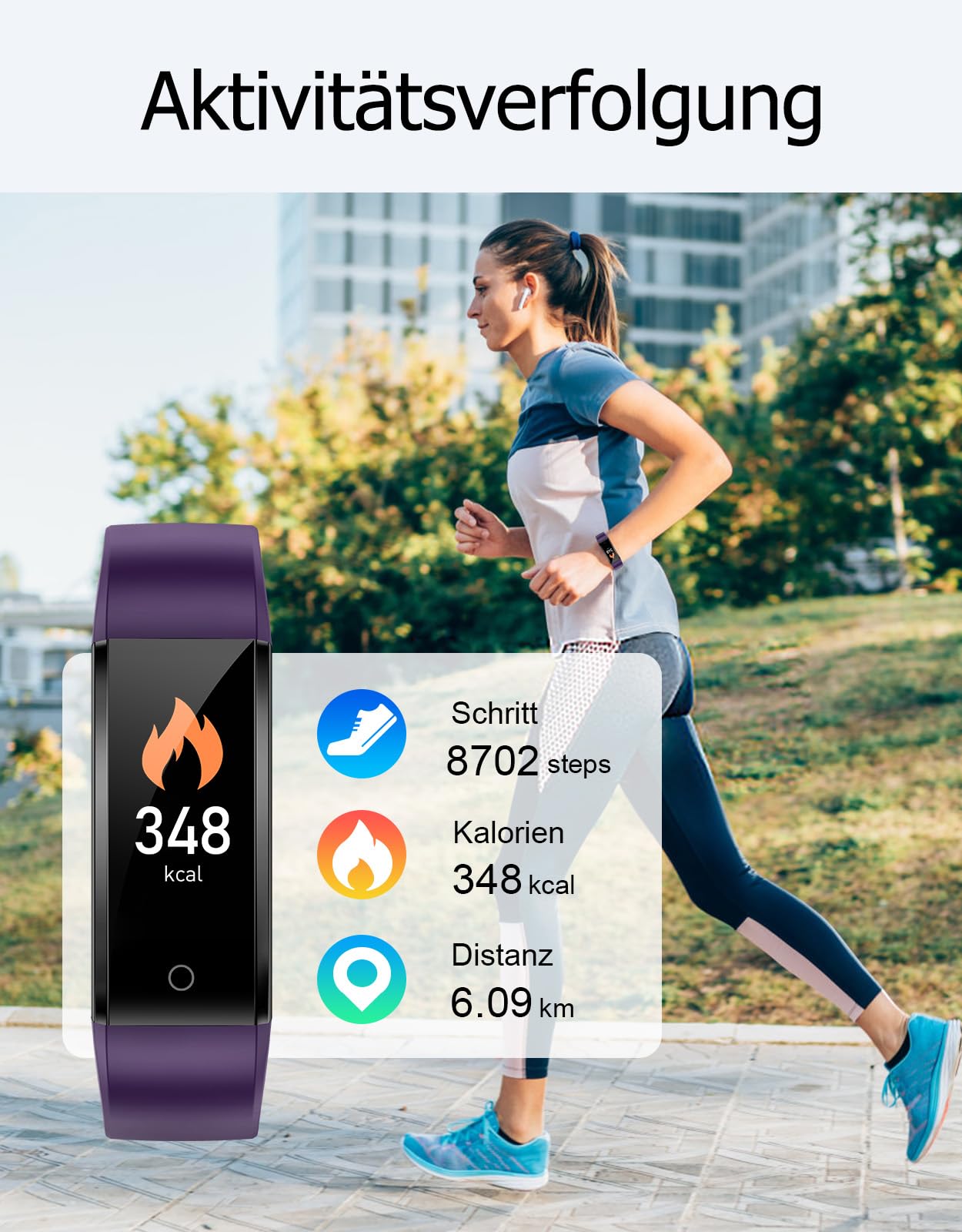 GRV Pedometer Watch without Bluetooth/App/Phone for Men, Women, and Kids. Fitness Tracker with Step Counter, Calorie Counter, Sleep Monitoring, IP68 Waterproof.