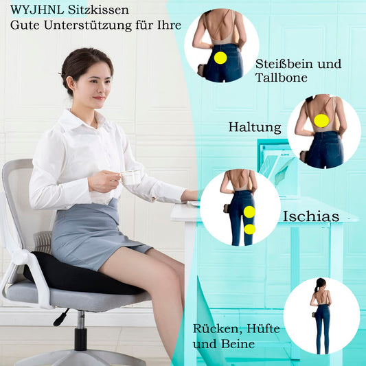 WYJHNL Ergonomic/Orthopedic Seat Cushion for Office Chair/Car, Seat Pad/Seat Pads/Seat Heightening Car Adult Seat Heightening for Bottom, back pain, Floor, Chair 40x40cm Black