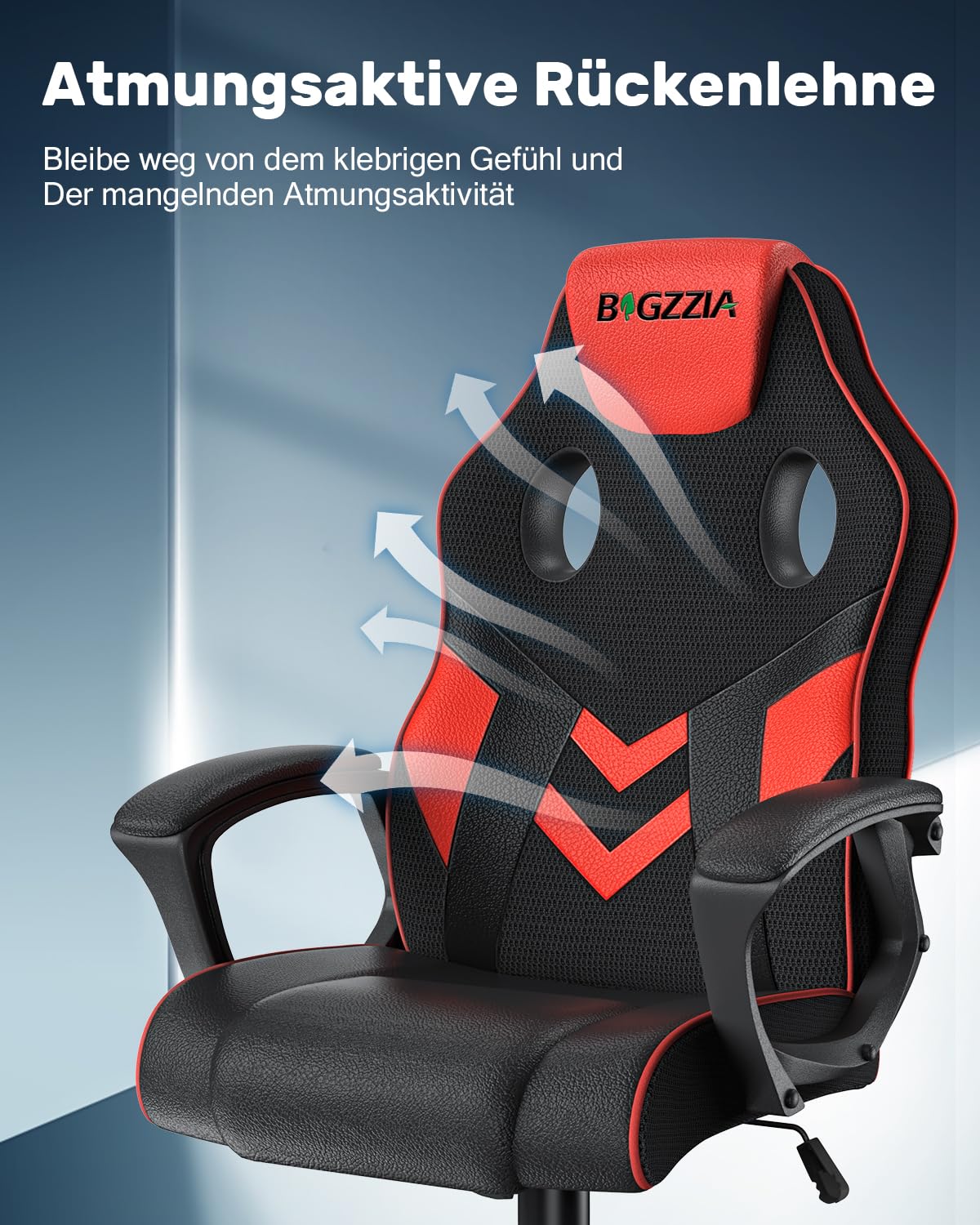bigzzia Gaming Chair Computer Chair Ergonomic - Gamer Chair Office Chair with Height Adjustment Rocking Function Fixed Armrest for Adult Young Girls, Red