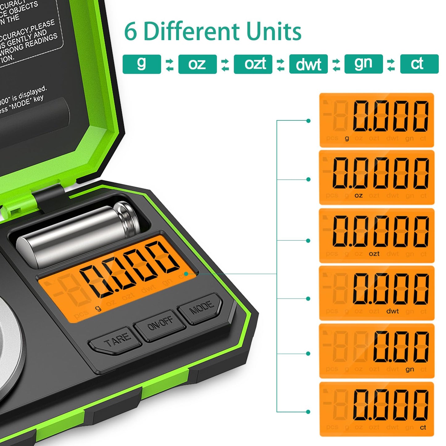 ORIA Digital Fine Scale, 50g/0.001g Milligram Scale, Mini Pocket Scale with 50g Calibration Weights & Tweezers, Tare Function, 6 Weight Units, for Kitchen, Experiments, Jewelry