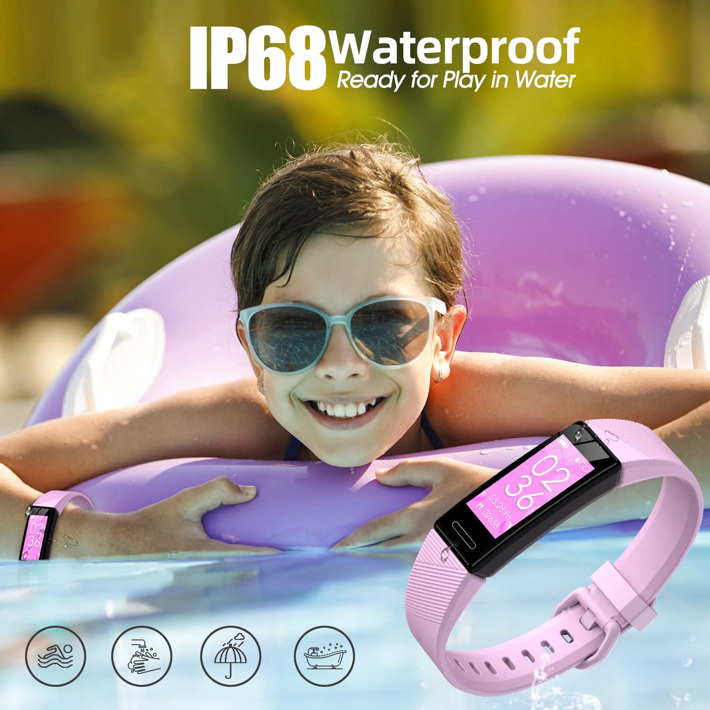 Kids' fitness tracker watch, IP68 waterproof activity tracker, heart rate sleep monitor, 11 sports modes calorie counter, pedometer with alarm, great gift for boys, girls, teenagers