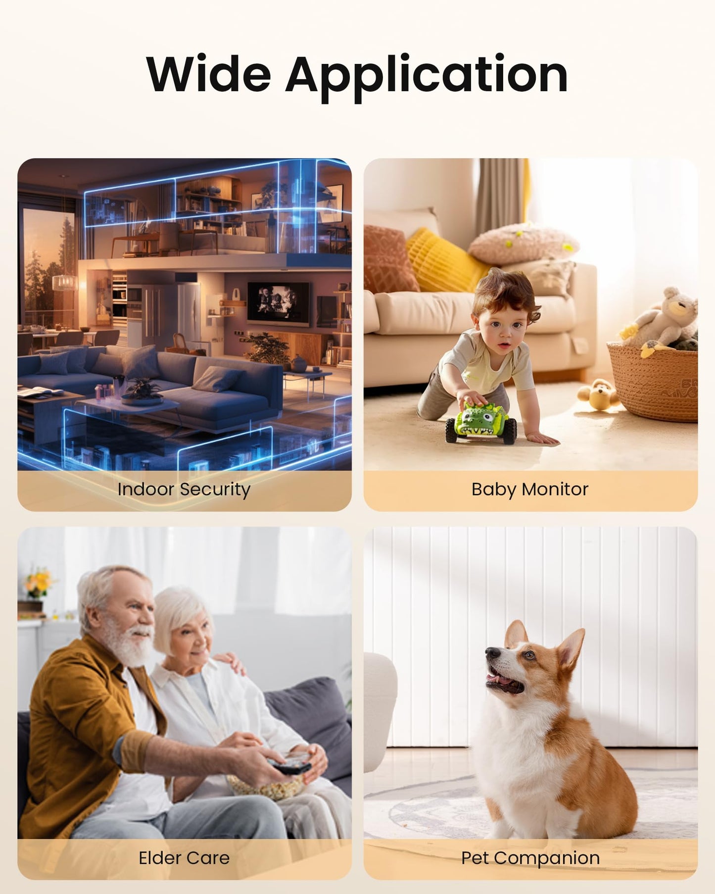 ZOSI 2K WiFi Indoor Surveillance Camera, 360° Rotatable Camera for Baby, 2.4/5GHz WiFi, AI Person Detection, Auto-Tracking, One-Touch Call, C518.