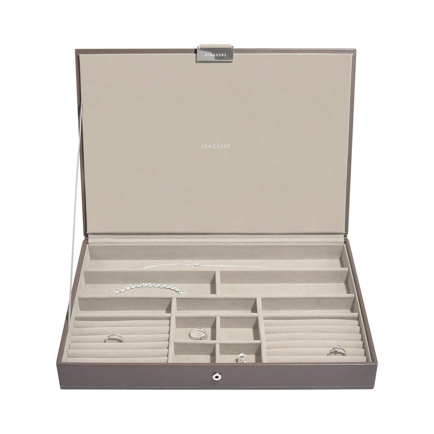 Jewellery box with lid, oversize, by Stackers, mink, 36 x 25 x 4.5 CM