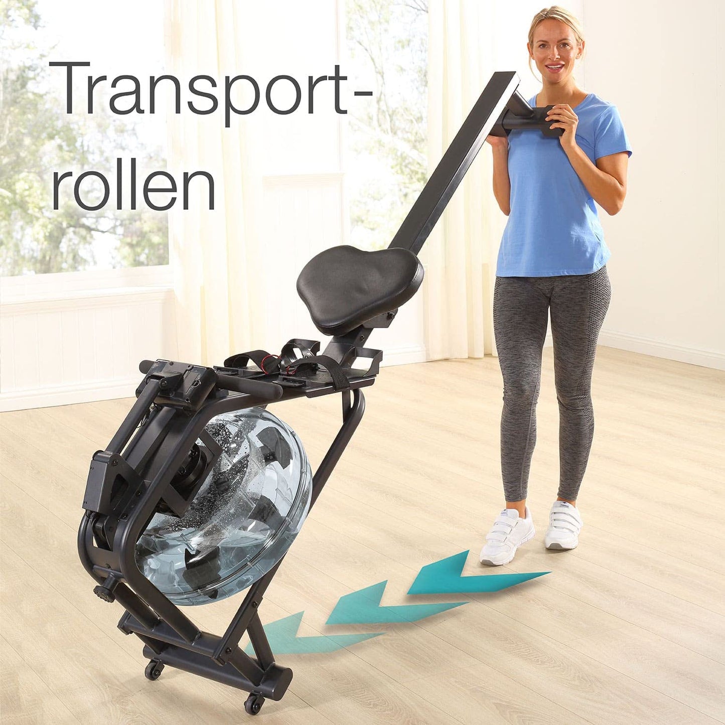 maxVitalis rowing machine water, rowing machine with water resistance, home rowing machine, space-saving and authentic rowing feel
