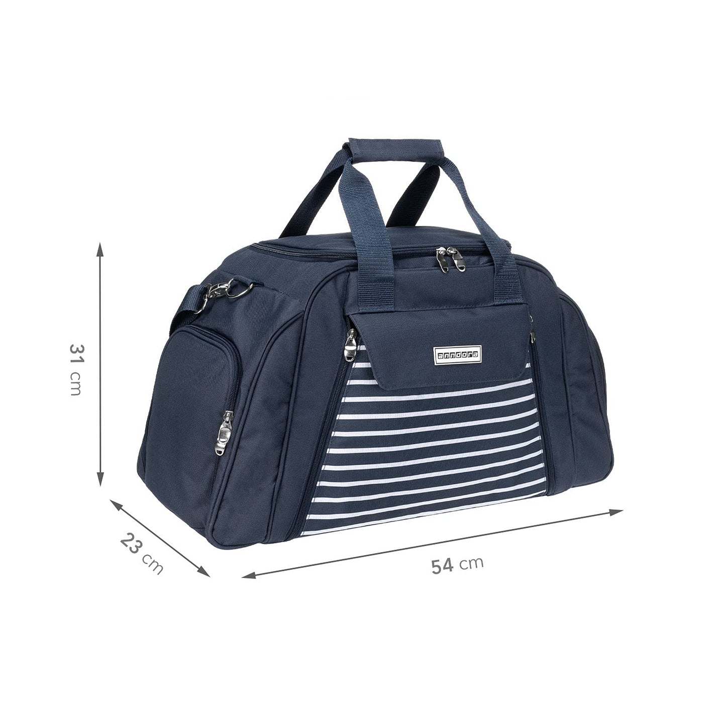 anndora picnic bag with cooling compartment navy blue white striped 29 pieces 4 persons