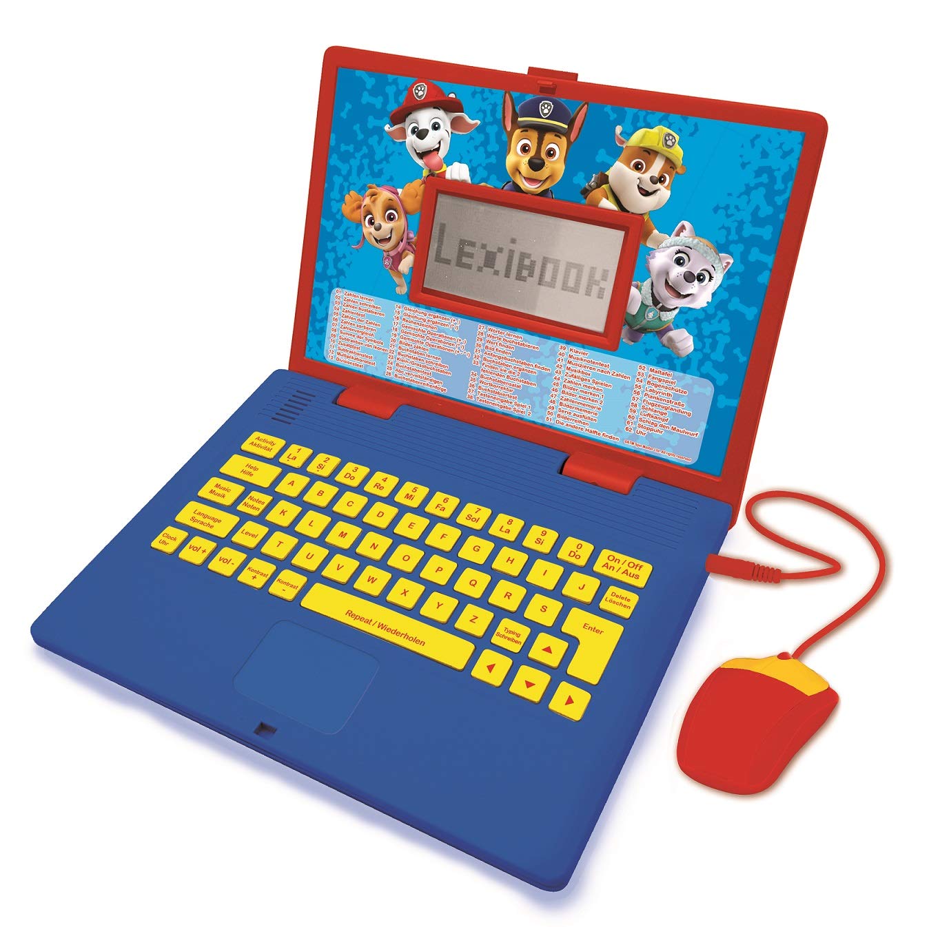 Lexibook Paw Patrol - Bilingual laptop for educational purposes in English and German, 124 activities, math, logic, music, clock, games - Children's toy (girls & boys) - JC598PAZi3