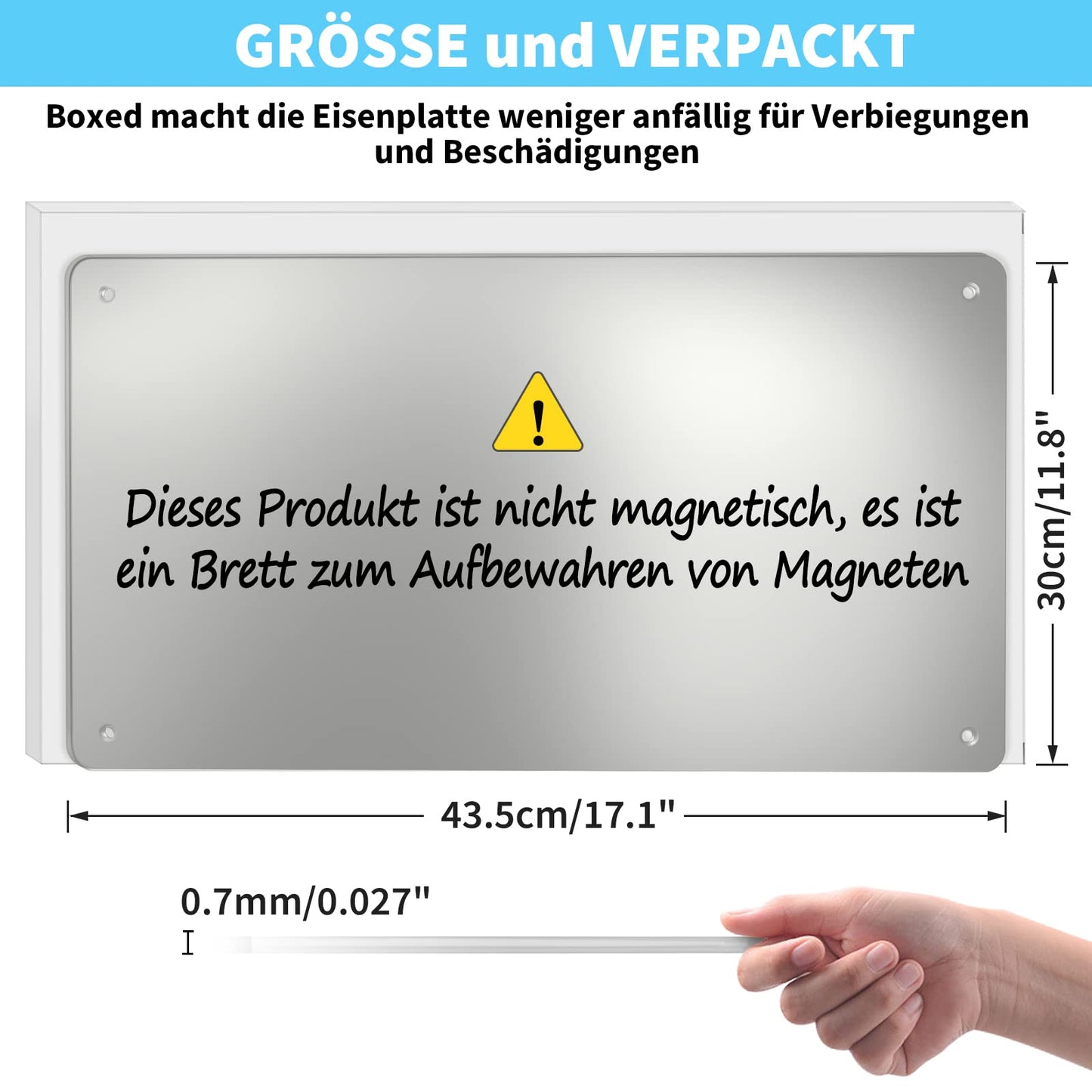 2 PACK 43.5 x 30 cm Stainless Steel Metal Magnetic Board - Magnetic board for displaying magnetic letters, numbers, animals, poems, spice cans, notes, photos, suitable for kitchen, cabin, closet
