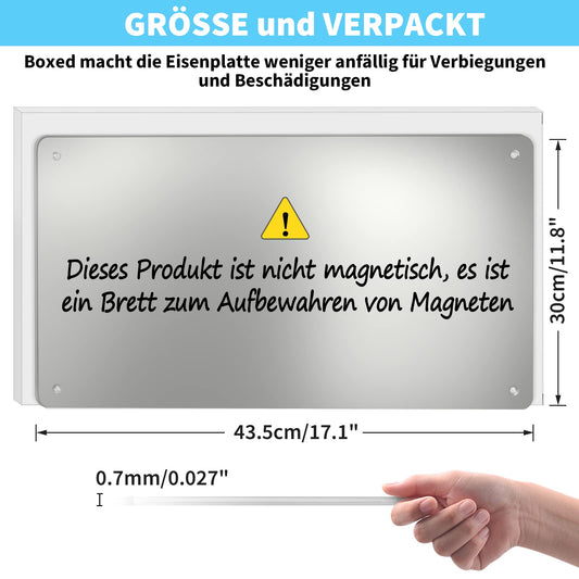 2 PACK 43.5 x 30 cm Stainless Steel Metal Magnetic Board - Magnetic board for displaying magnetic letters, numbers, animals, poems, spice cans, notes, photos, suitable for kitchen, cabin, closet