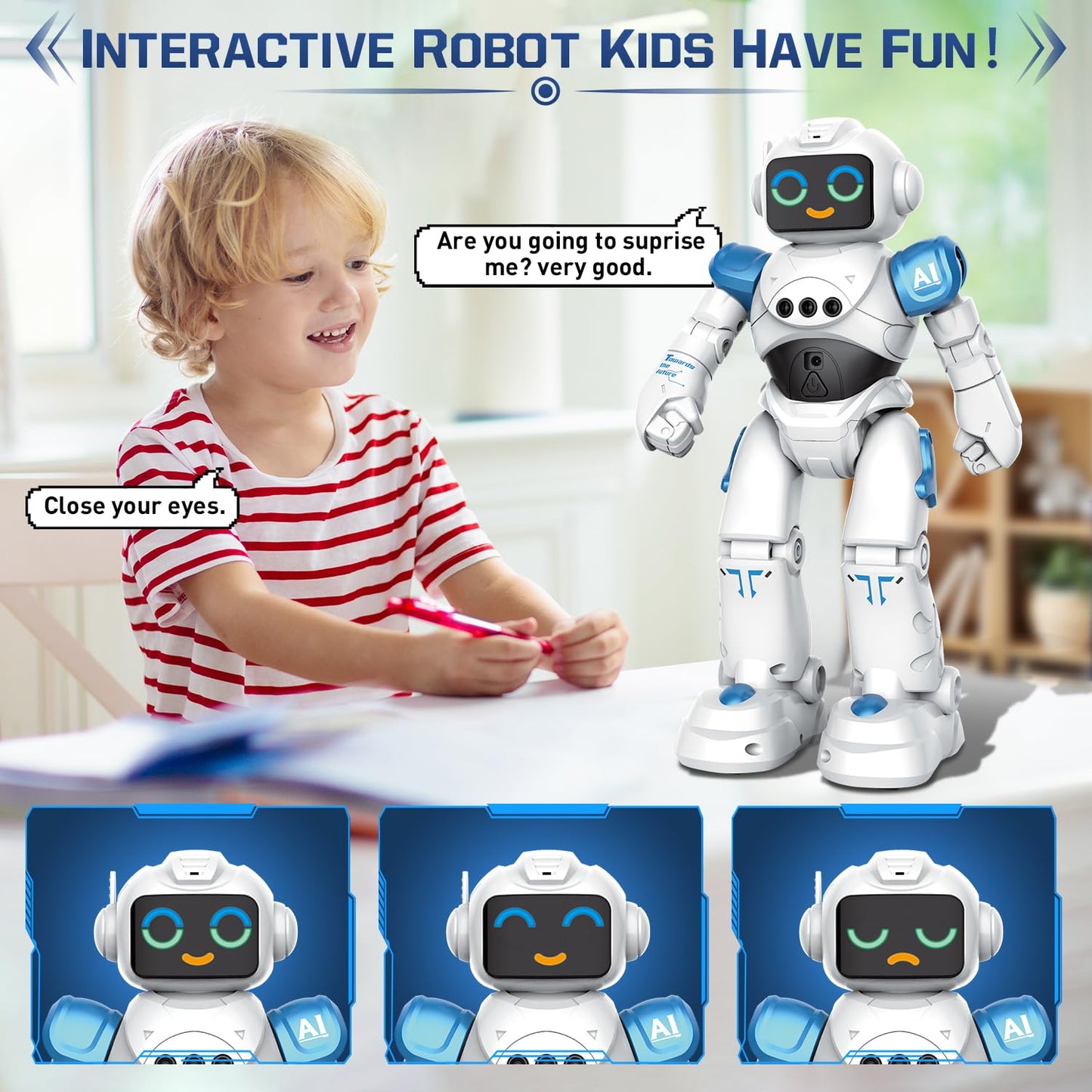 VATOS robot toys for kids aged 3-12 years - remote control robot, gesture control programmable RC robot toy dancing walking smart robot boys girls birthday gift