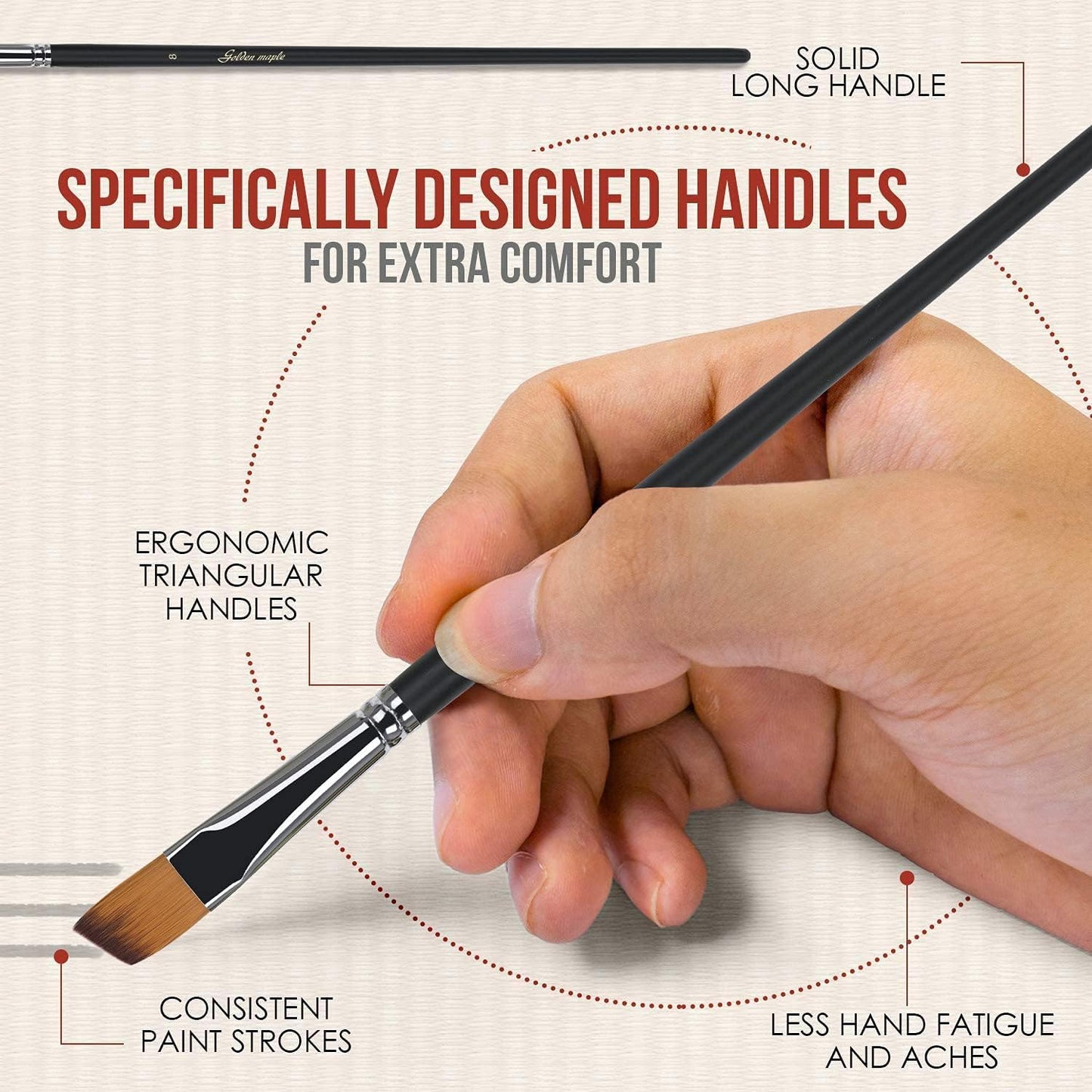 Angular brush set Artist Paint Brush Flat Brush for acrylic painting Watercolor painting Oil painting Perfect for beginners artists and children Long handle 9 pieces