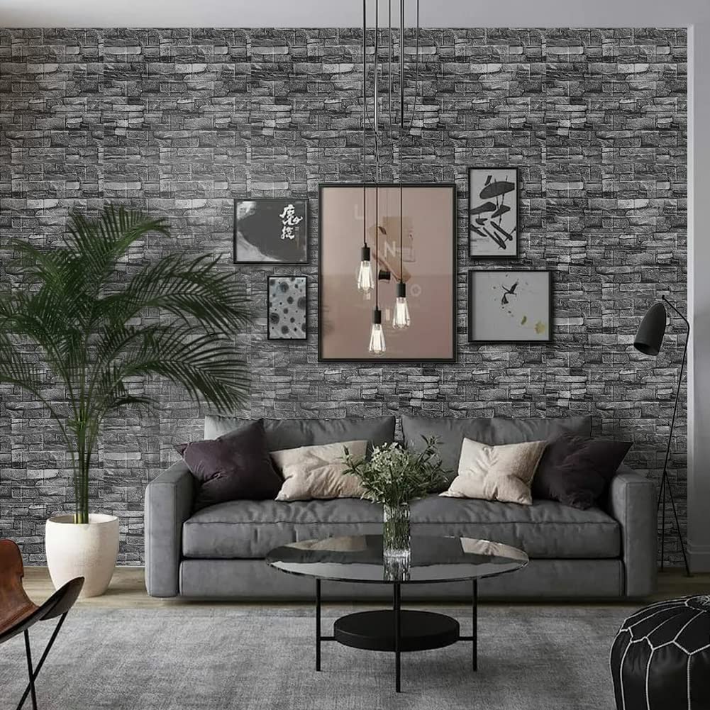 Honeyhouse 10Pcs 3D Wall Panels Self-Adhesive Wallpaper Brick, Wall Cladding Stone Effect DIY Waterproof Self-Adhesive Wall Stickers for Kitchen, Kids Room, Living Room