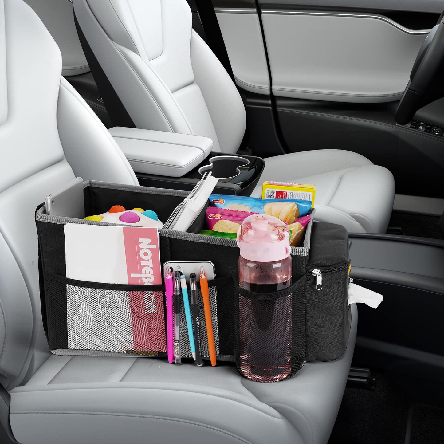 Alijees Car Organizer - Foldable storage boxes for the back seat or trunk. Storage box for diapers, toys, etc. next to the child's car seat.