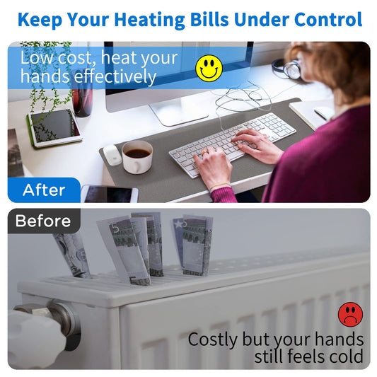 Lecone desk mat heated mouse pad with heating function, 80*33cm large mouse pad with 3 heating levels, heated desk mat, heated desk pad for PC/laptop/home/office.