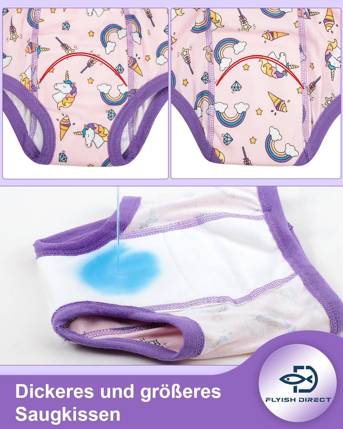 FLYISH DIRECT 6-Pack Potty Training Pants, 6-Layer Kids Potty Training Underwear, Soft and Breathable Potty Training Pants, 140/7T