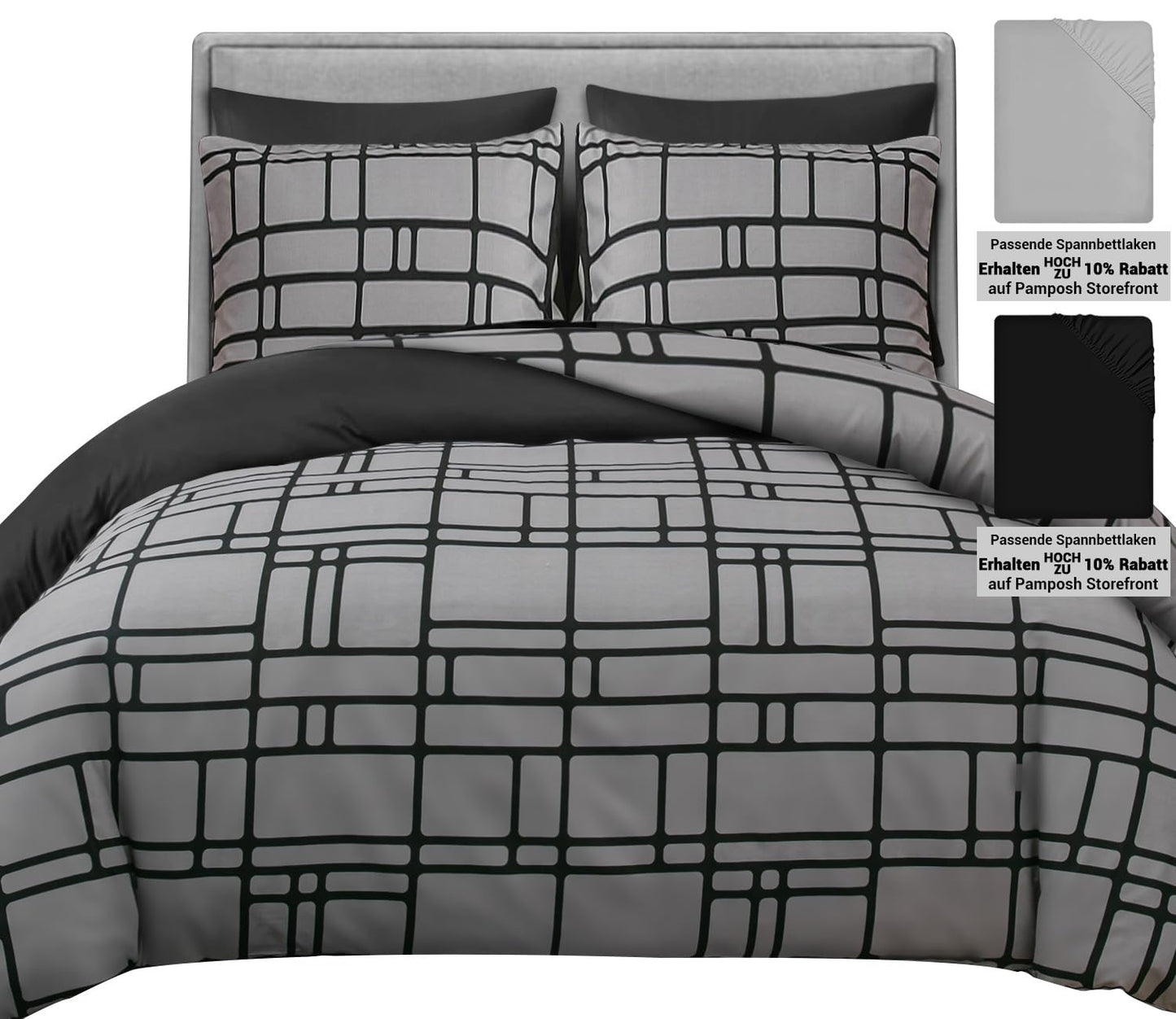 Pamposh bedding 155x220cm - Ultra-soft microfiber duvet cover 155x220cm - With pillowcase - Bedding set with zipper - Light & breathable duvet cover set