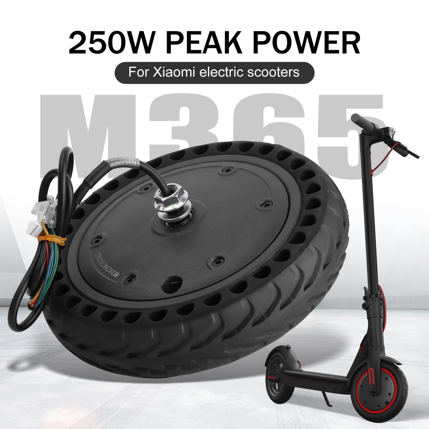 Yungeln Scooter motor with solid rubber tires 36V 250W motor compatible for Xiaomi M365, 1S, Essential electric scooter.