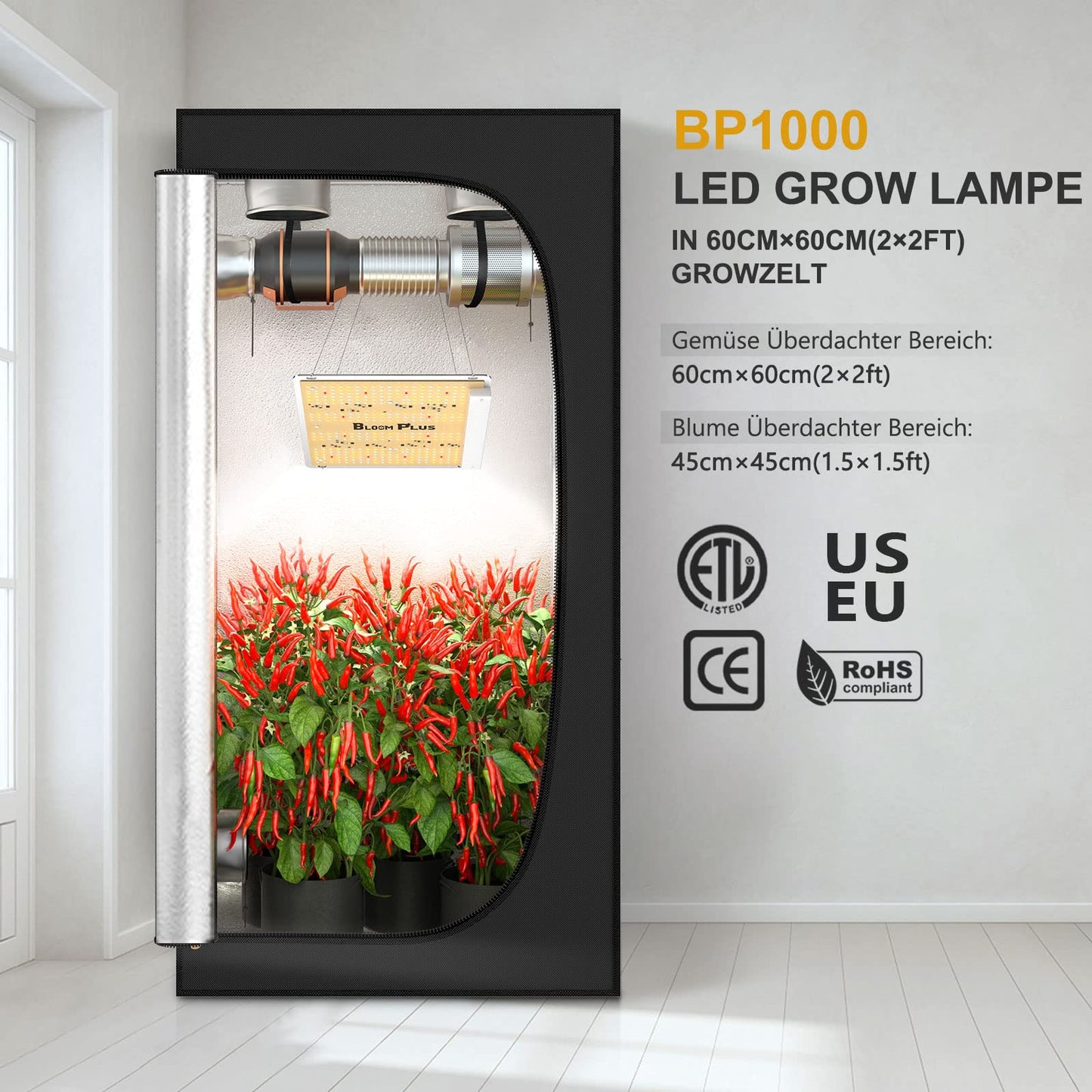 LED Grow Light Bloom Plus BP1000 Plant Lamp LED Full Spectrum LED Grow Light for indoor gardening, vegetable and flower planting. Plant propagation lamp with 336 Samsung diodes.