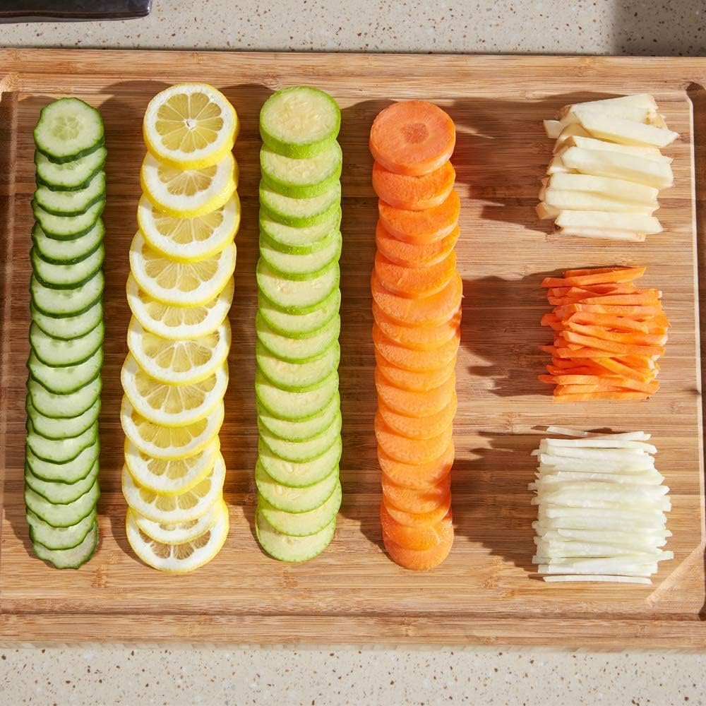 ONCE FOR ALL Vegetable slicer with collecting container, vegetable slicer ideal for cutting fries & potatoes, onion slicer cucumber slicer - dice slicer, julienne slicer.