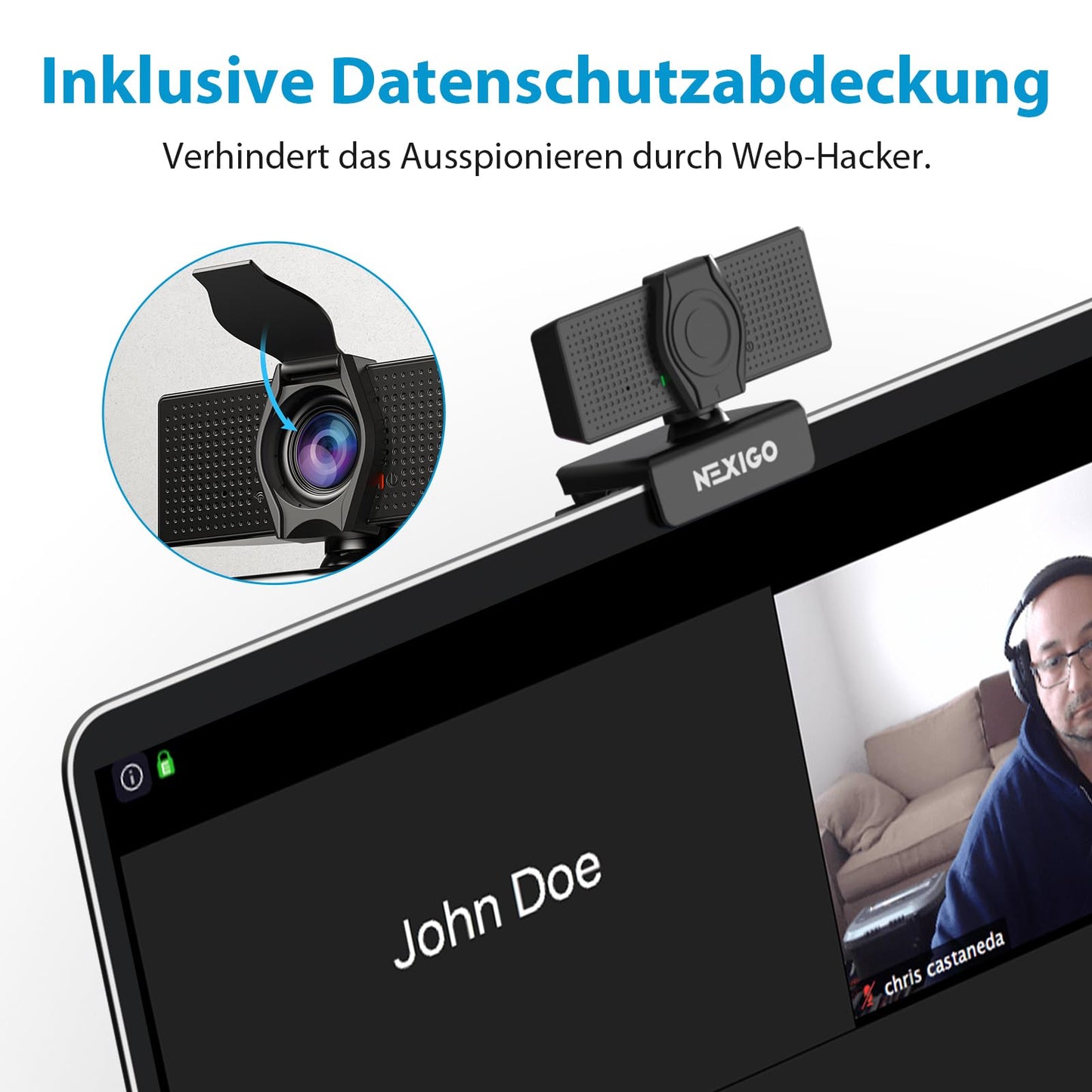 NexiGo N60 1080P Webcam, HD webcam with microphone, software control, and privacy cover. USB computer camera, 110° field of view, plug-and-play for Zoom/Skype/Teams, conference calls, and video calls.