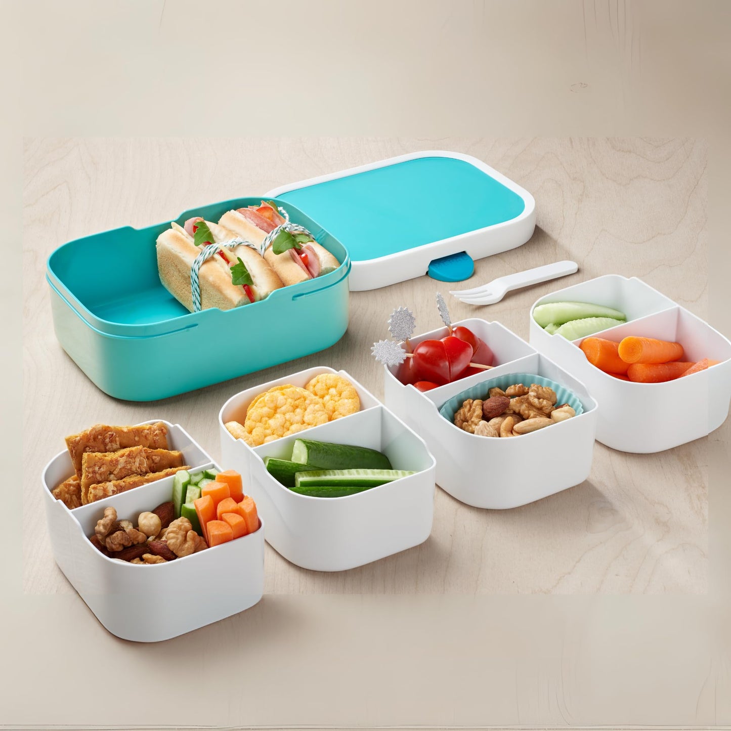 Mepal Campus Lunchbox Little Dutch - Personalized Bento lunch box with name for kids - Bento insert & fork - Clip closure - BPA-free & dishwasher safe - 750 ml - Sailors Bay