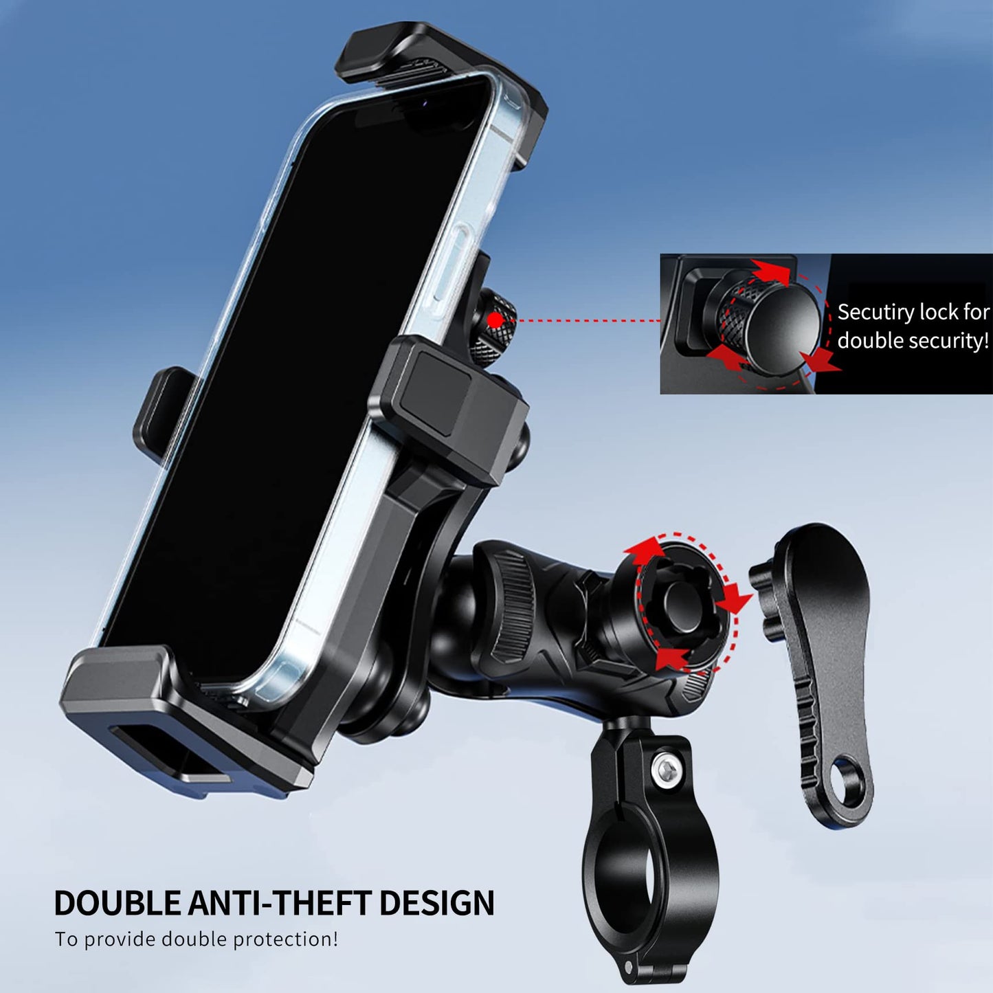 iMESTOU Anti-Vibration Motorcycle Phone Mount, 1 inch Ball Handlebar Phone Holder, Perfect for High-Speed Cycling, 360° Rotatable, Universal for 4.7"-7.2" Phones
