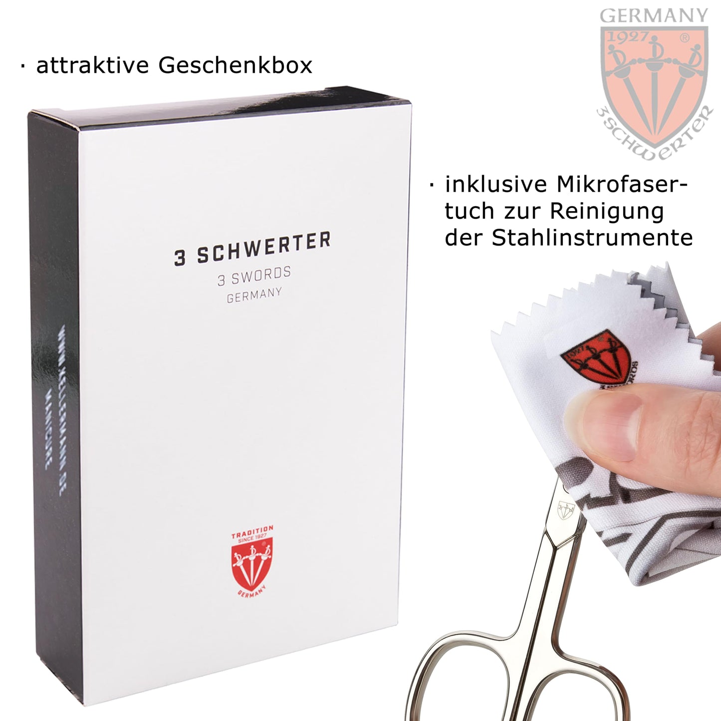 THREE SWORDS - Germany 10-piece Manicure Set 'Spezia' | Nail case in faux leather mint | Contents: Nail scissors, Cuticle scissors, Nail clippers, Tweezers, Glass nail file, and more
