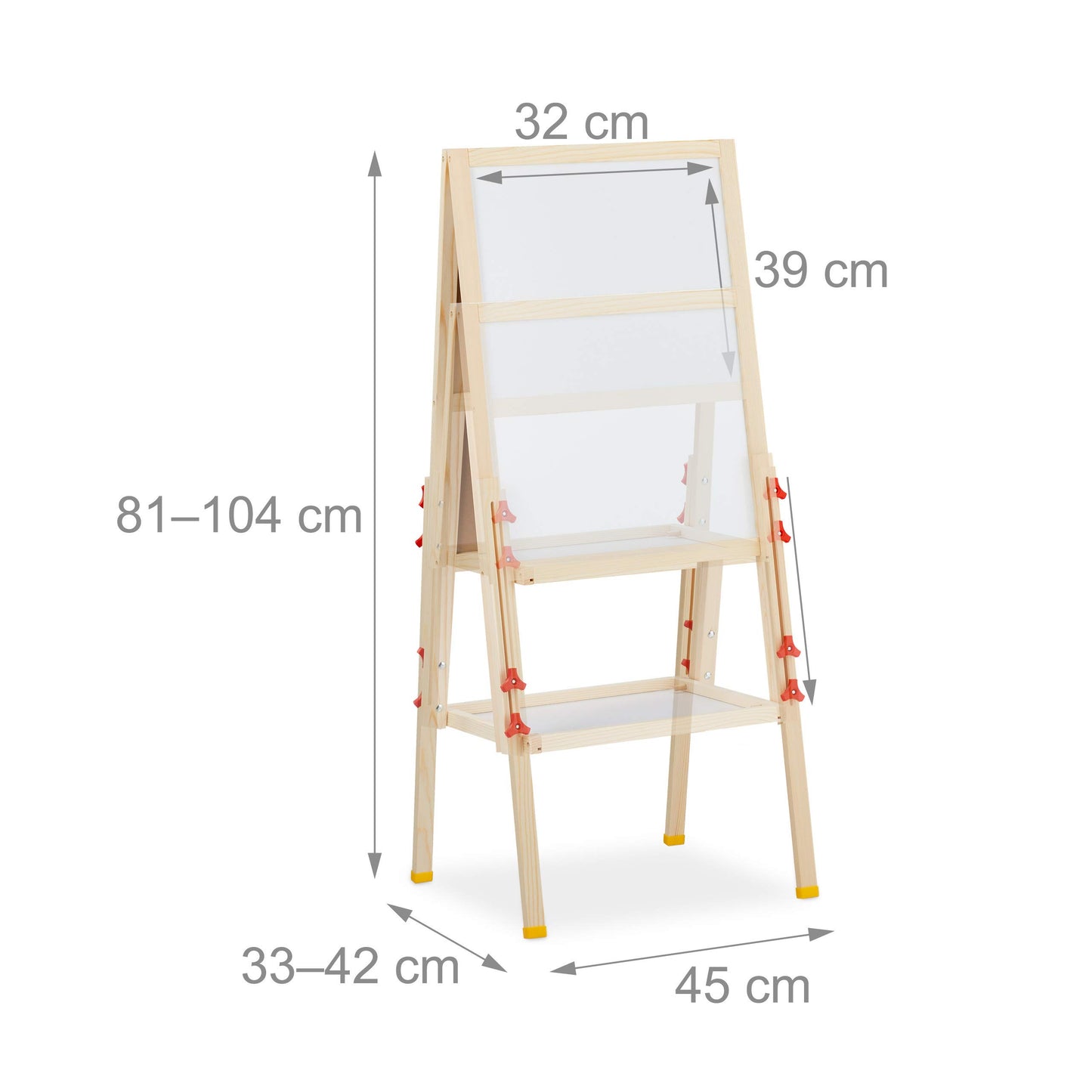 Relaxdays Kids Easel, adjustable height & magnetic, wood, whiteboard & chalkboard, 81-104 x 45 x 42 cm, natural