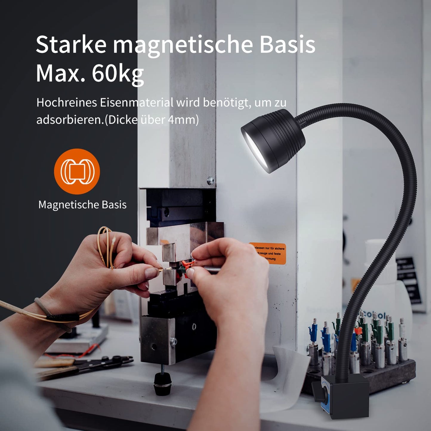 LED work light gooseneck magnetic light LED IP66 waterproof flexible gooseneck light work lamp for machine tools and lathe.