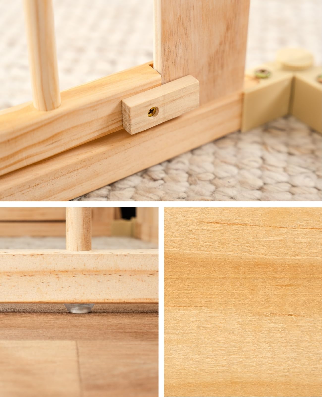 dibea playpen for babies & toddlers, sustainable playpen made of light spruce wood with door, 8 elements each 90x68 cm, solid barrier gate protects when crawling & learning to walk, safe protective gate