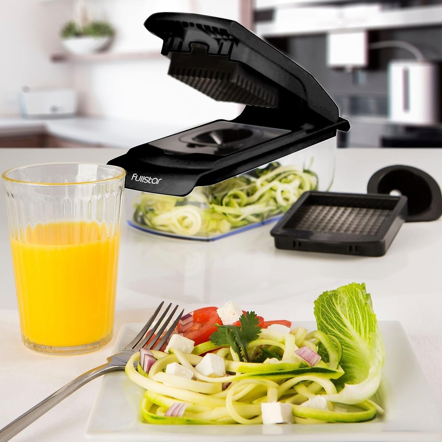 Vegetable cutter spiralizer mandoline - Vegetables Chopper Onion Potato Fruit Slicer (4-in-1 - Black)