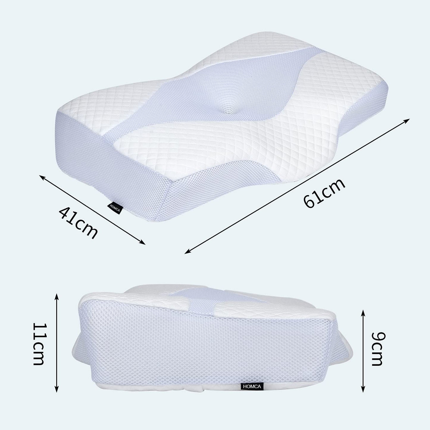 HOMCA Orthopedic Pillow Neck Pillow Ergonomic Pillow, Memory Foam Head Pillow, Orthopedic Neck Support Pillow Ergonomic for Cervical Spine