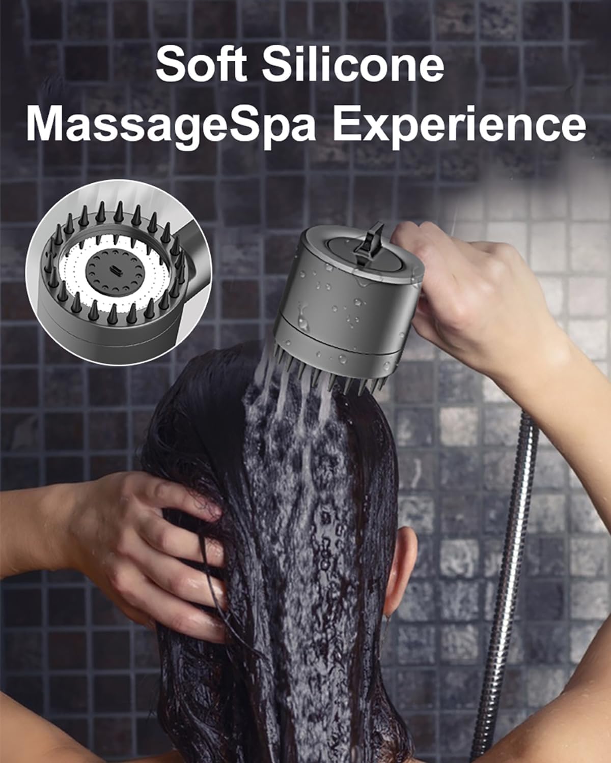 ButterFox shower head with filter, high pressure handheld shower head with hose, 4 spray modes water-saving shower head with 15-layer filtration, adjustable shower head for adults, children, pets.