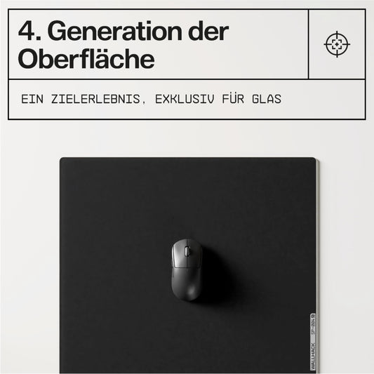 Wallhack SP-004 Glass Gaming Mousepad Professional Esport with special surface for maximum speed and control, large glass pad complete with silicone base - Black, XL 49 cm x 43 cm