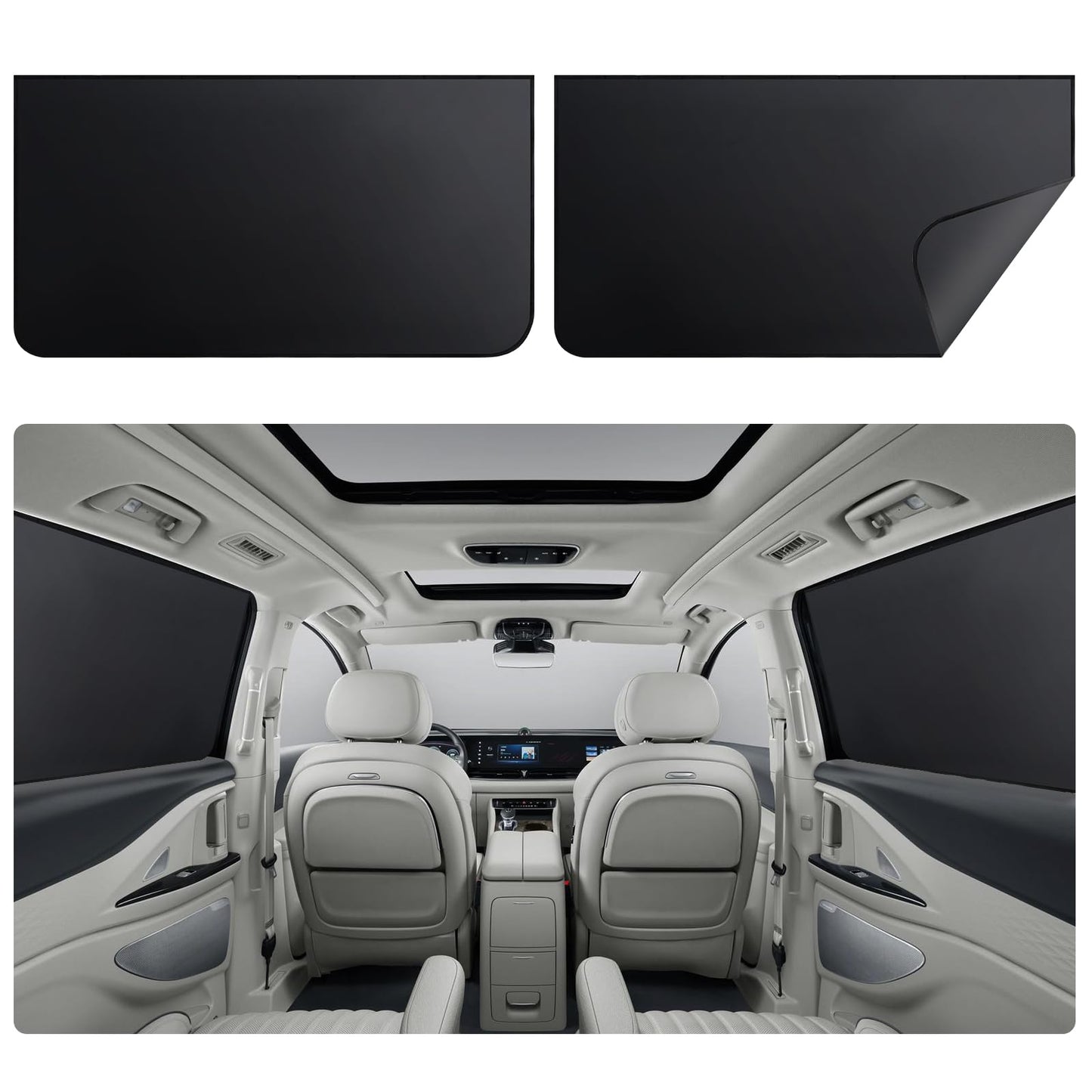 ZATOOTO Car Sunshade for Baby, Side Window Magnetic Sunshade, Black, Large, 100 * 54cm, 2 Pieces.