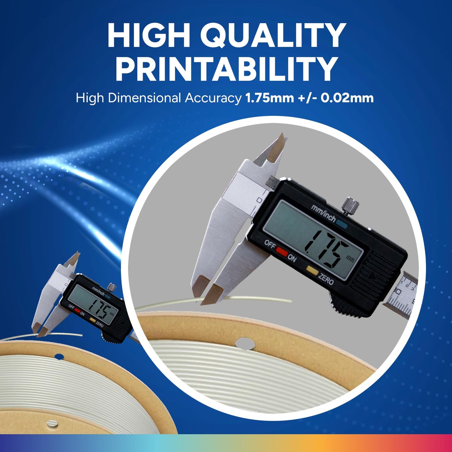 OVERTURE PLA+ Filament 1.75mm Champagne 1KG, precision (±0.02mm) - High strength & more durable 3D printer filament PLA Plus, environmentally friendly & compatible with FDM printers.