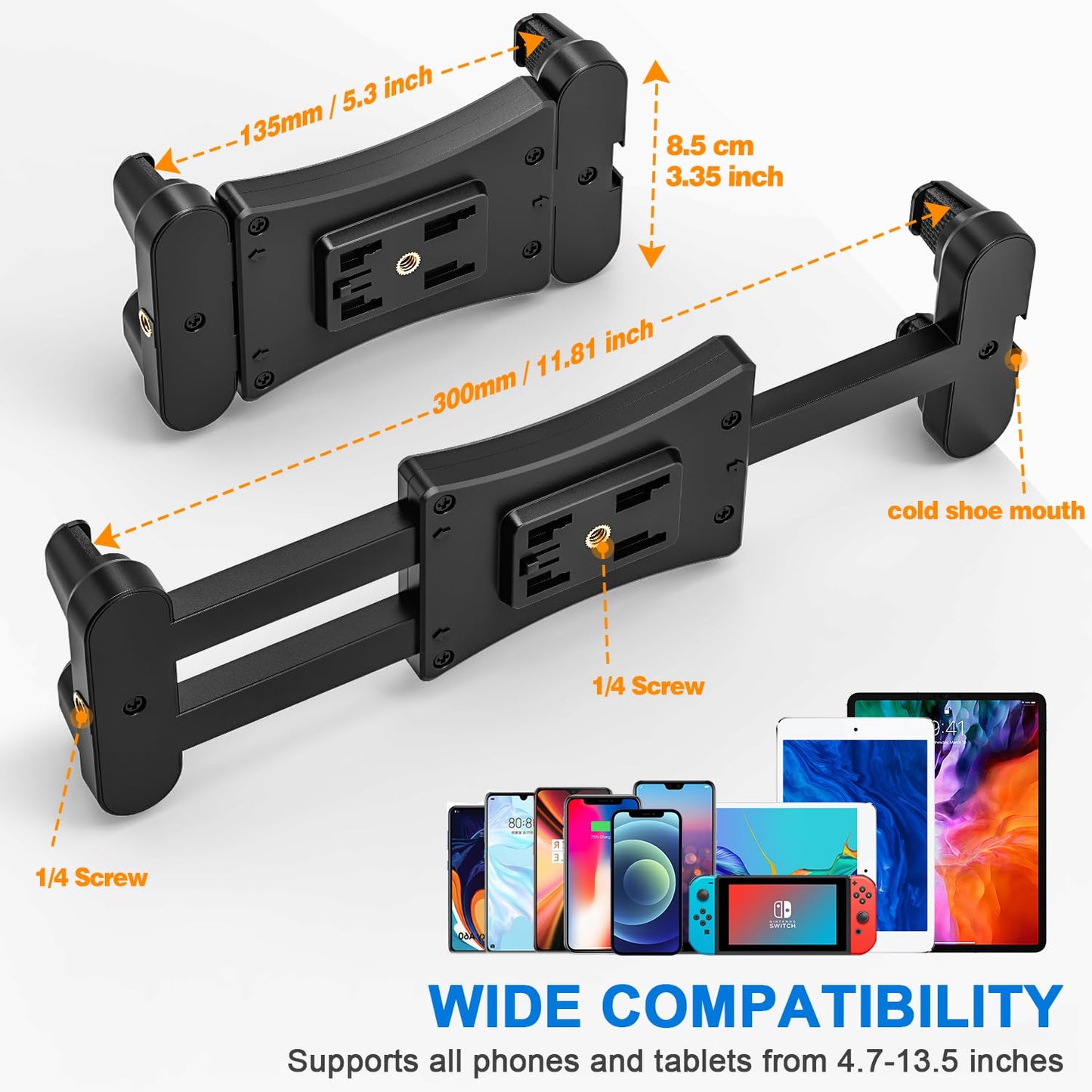 Cenawin tablet stand holder, iPad stand holder adjustable up to 160cm tablet stand floor stand for iPad Pro Air Mini, Samsung Galaxy Tab, 4.7-13.5 inch tablets and phones.