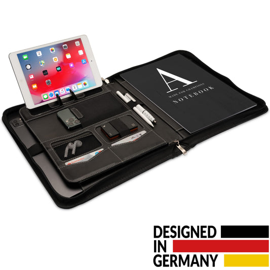 AZORIS PREMIUM® A4 Writing Pad Premium Conference Folder with plenty of storage space and a 13-inch compartment for tablet, iPad professional writing pad made of synthetic leather for ladies and gentlemen.