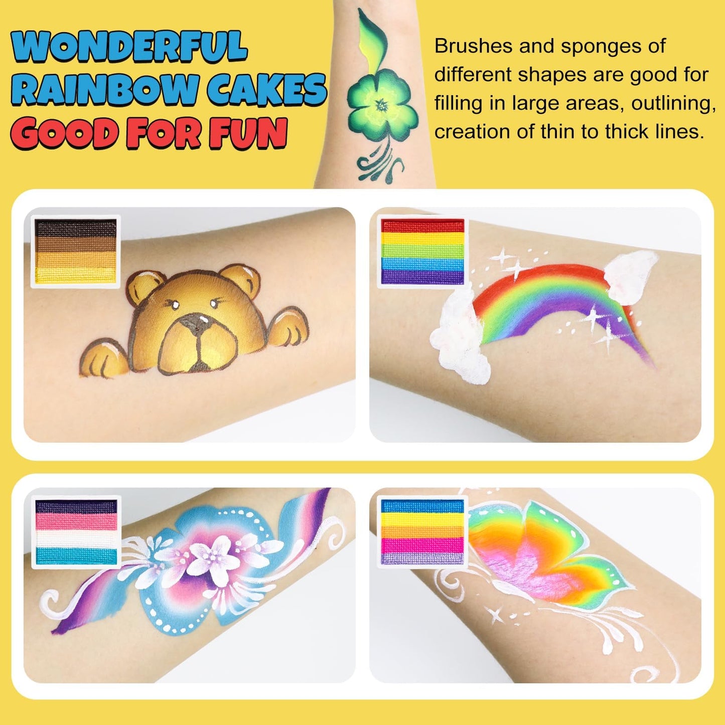 Children's makeup, split cake palette for face and body paint, carnival makeup for kids, Halloween face makeup set, body painting colors, carnival makeup set for girls.