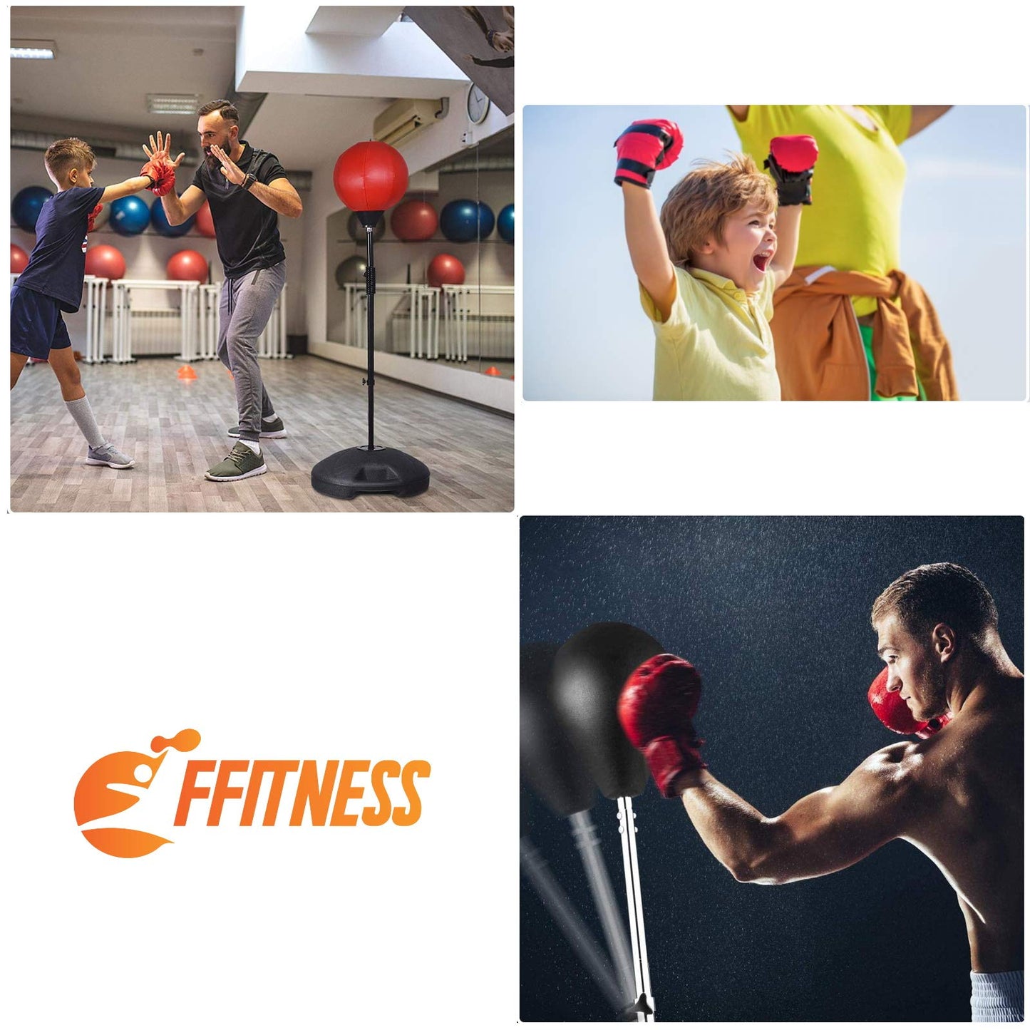 Kids' fitness punching ball with removable base and adjustable pole | Boxing bag for training