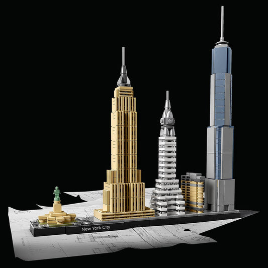 LEGO Architecture New York City Set, skyline model kit featuring World Trade Center and Statue of Liberty, ideal for adults to craft as home or office decor, perfect gifts for both women and men. 21028