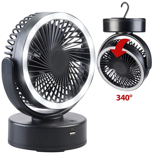 Sichler Household Appliances 3in1 Battery Camping Fan; LED light; USB power bank; Ø 16cm; 130 lm
