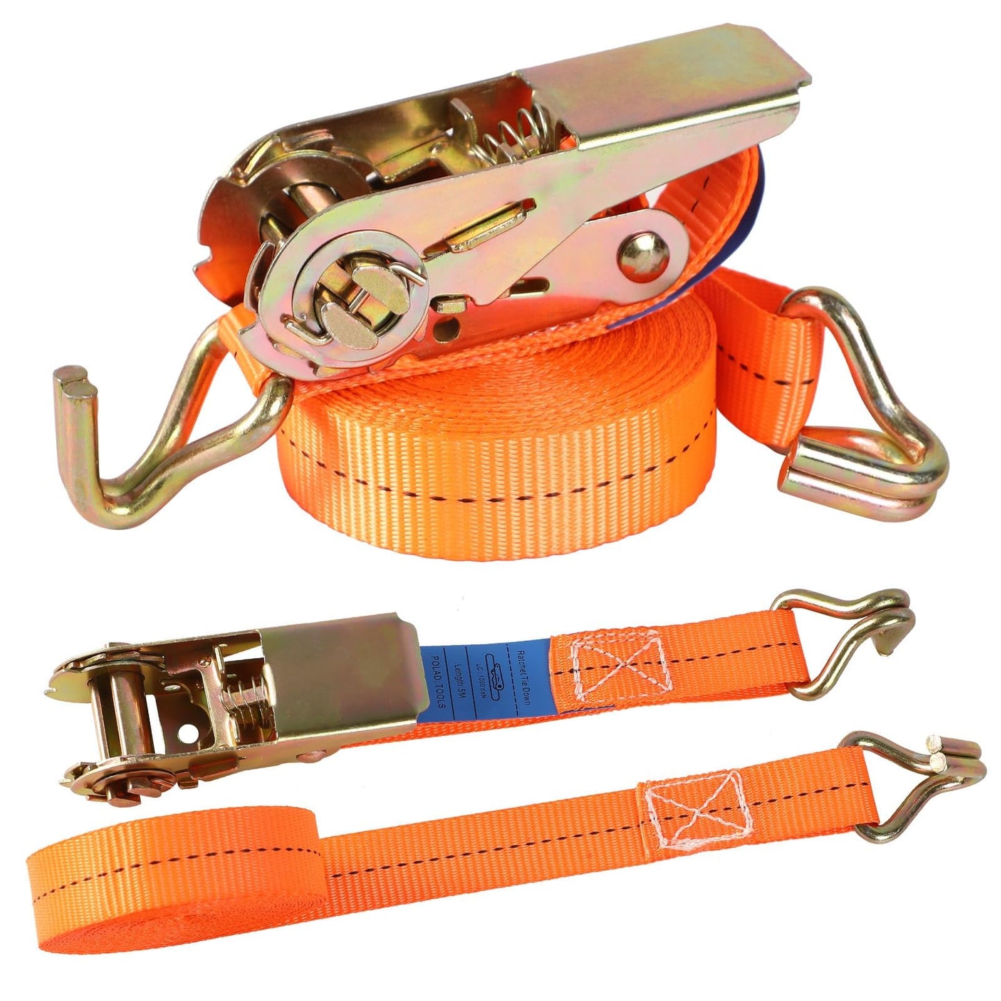 8 pieces of tension straps with hooks ratchet in 4m 1000kg 1T two-part 25 mm ratchet strap lashing straps for cargo securing TÜV/GS certified (Orange)