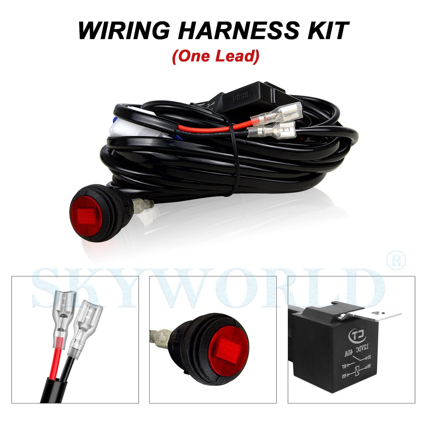 SKYWORLD LED work light bar 30.4cm 240W LED spotlight 12V 24V work light additional spotlight with toggle switch wiring harness for car off-road tractor car truck SUV UTV ATV.