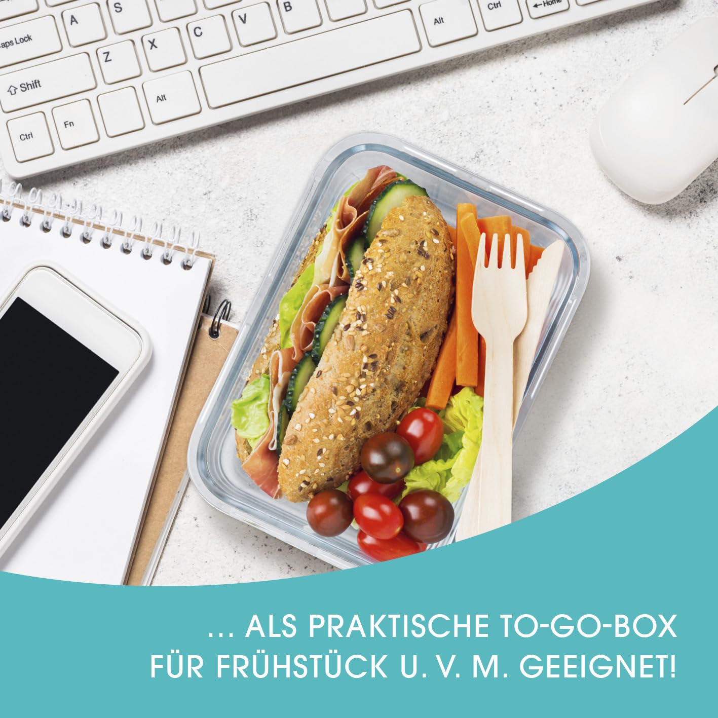 GOURMETmaxx Glass Storage Containers Klick-it 8-piece set | Perfect for sandwiches or meal prep | Dishwasher, microwave, and freezer safe | Storage box with lid