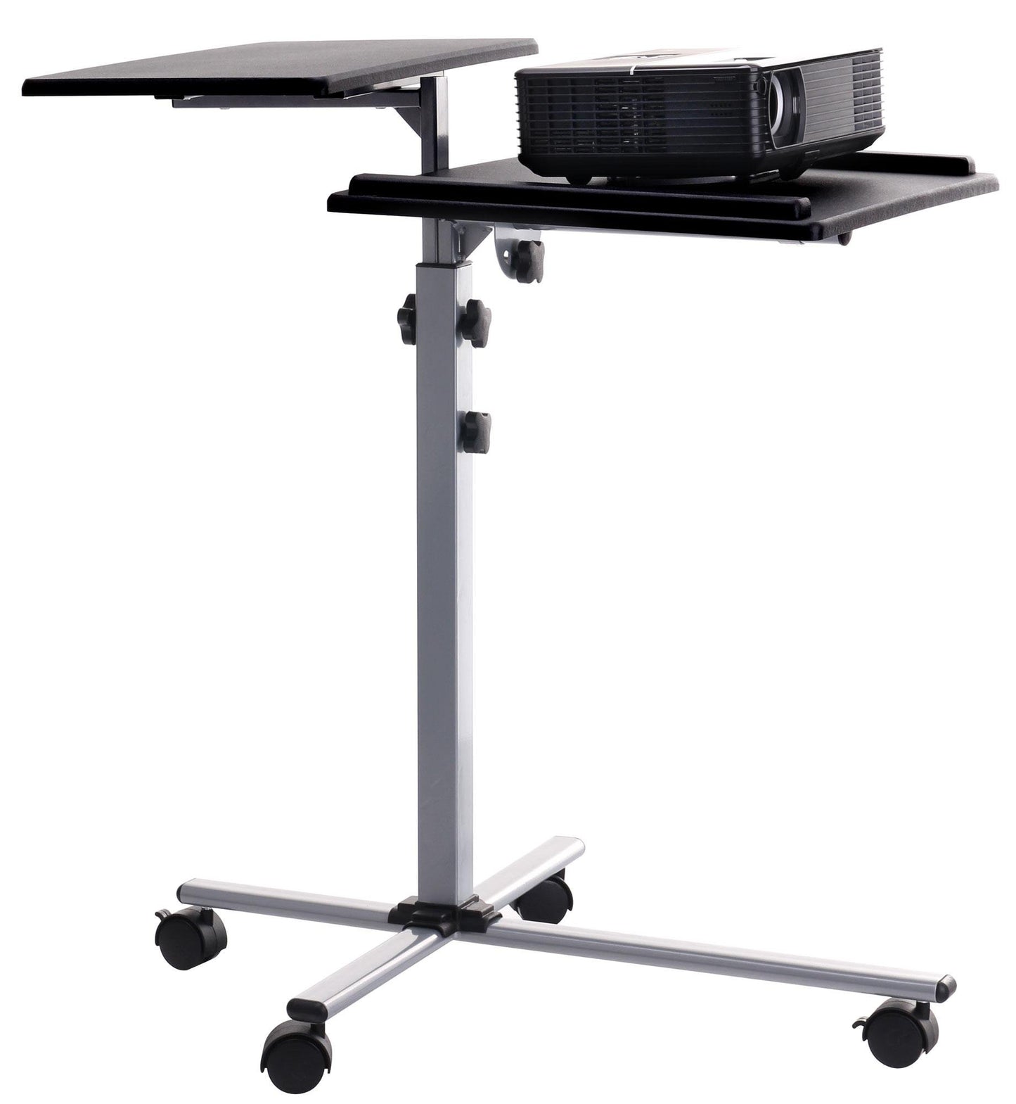 Pronomic PT-2 projector cart, media trolley for video, slide, overhead projectors, laptop table (height-adjustable, shelves) black