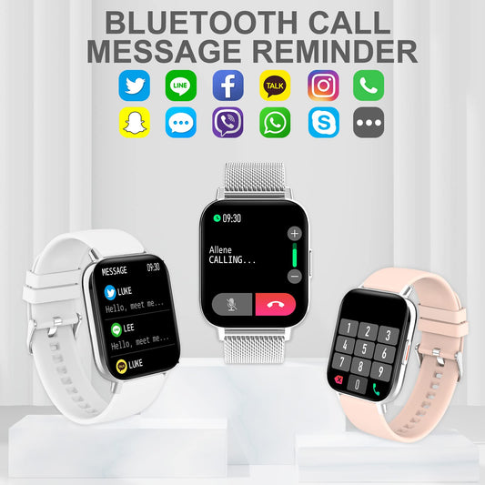 Women's smartwatch with phone function 1.69" personalized screen fitness watch for women with pedometer, calorie counter, heart rate monitor, sleep tracker, menstrual cycle tracker, SpO2. Smart Watch compatible with iOS and Android.