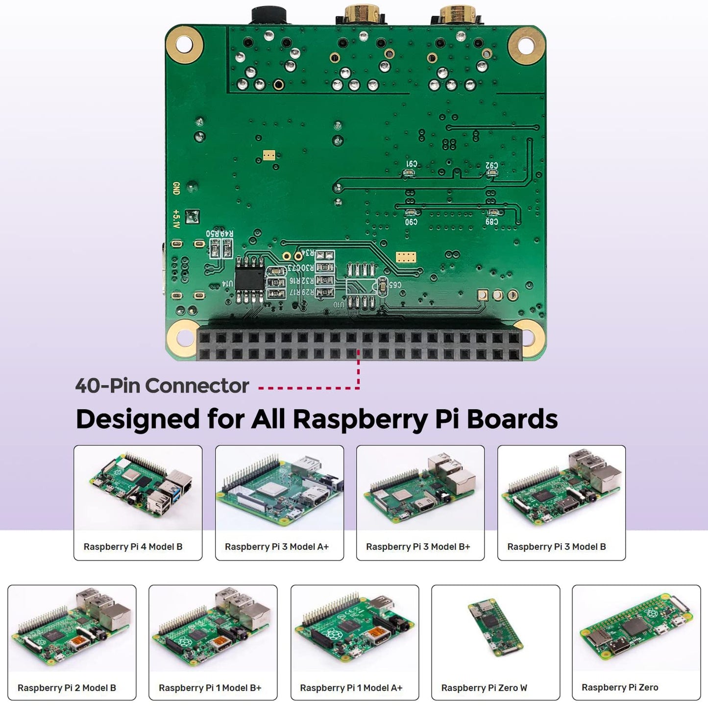 InnoMaker HiFi DAC Pro with ES9038Q2M chip for Raspberry Pi 5/4/3B+/3B/Zero - High-resolution audio card, 384 kHz/32 bit & DSD512, DAC converter for Volumio, Moode, headphone & balanced output.