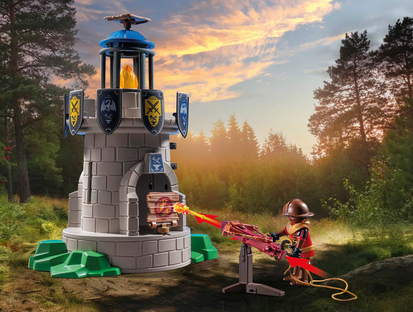 PLAYMOBIL Novelmore 71483 Knight's Tower with Blacksmith and Dragon, exciting battle between the Novelmore Knights and Burnham Raiders, detailed toy for kids aged 4 and up.