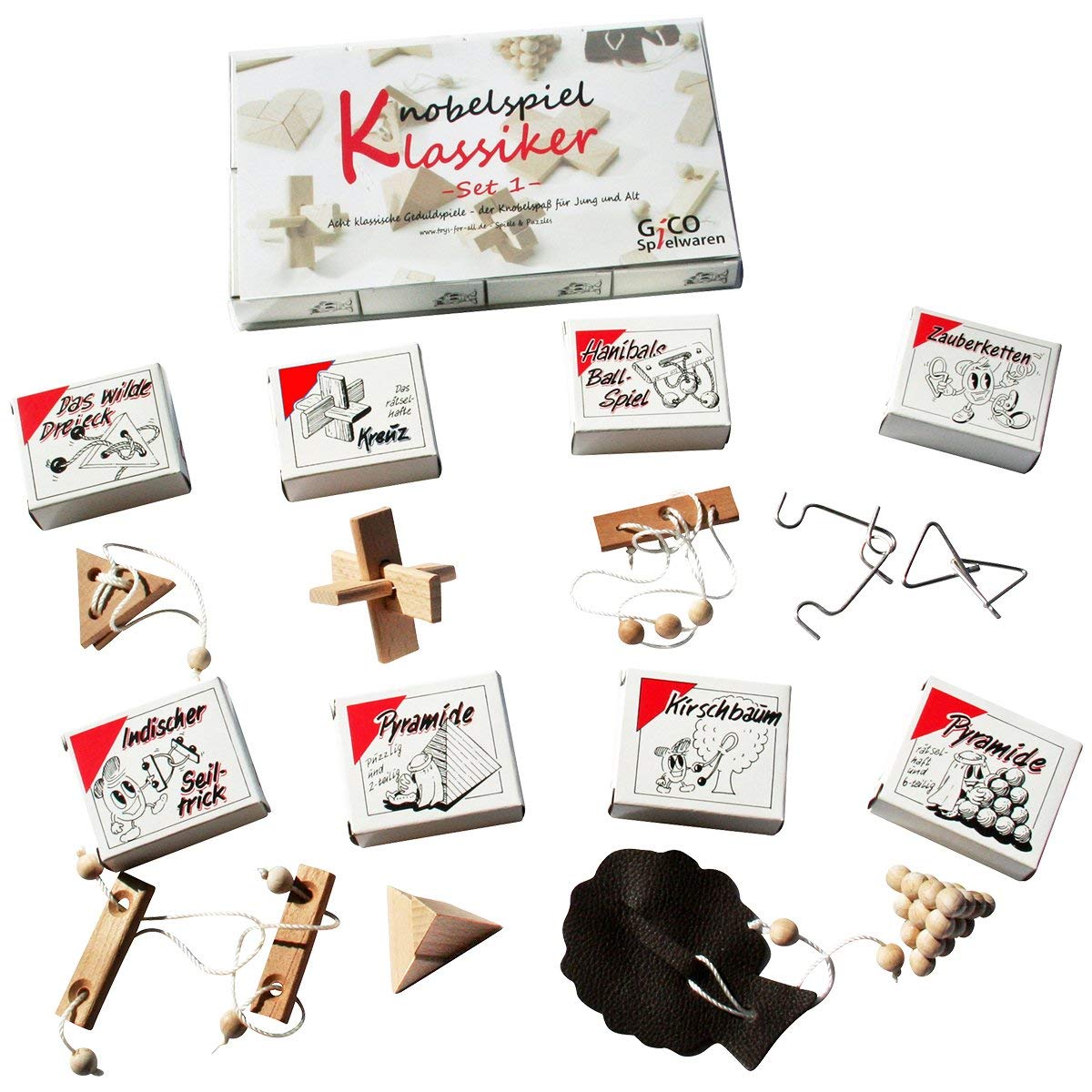 Puzzle game classics set - 8 skill games in gift packaging - incl. solution (Set 1)