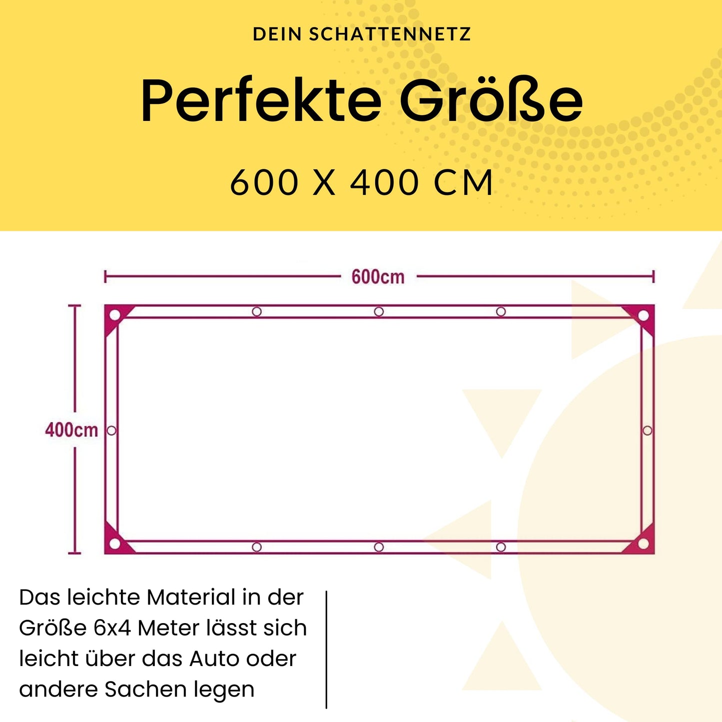 Shade net car dog 4x6m - aluminum heat shield with eyelets - UV sun protection net & breathable aluminum net 6x4m - shade net camping, vacation, sports - aluminum foil car aluminum net 6x4m